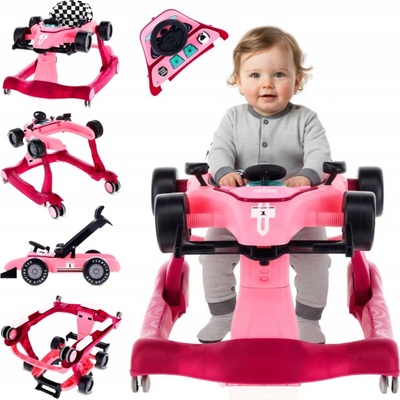 SUN BABY Chodítko Formule 1 3v1 Růžové
