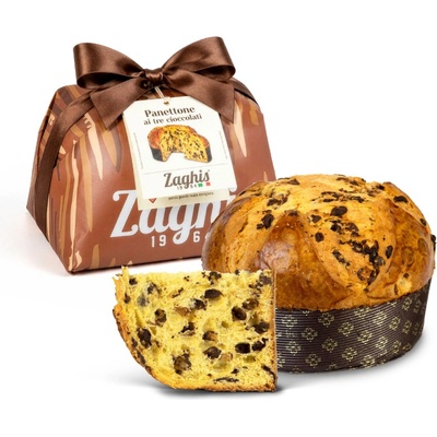 Zaghis Panettone s bielou, mliečnou a horkou čokoládou 750g - 6ks