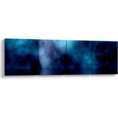 Obraz Mesiaca nad hladinou mora, štvordielne 160x40 cm