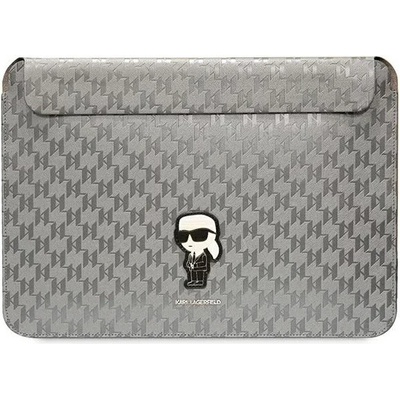 Karl Lagerfeld pouzdro KLCS14SAKHPKG 14" stříbrné Saffiano Monogram Ikonik