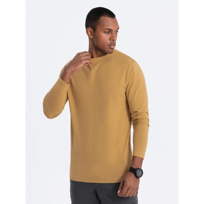 Ombre Clothing pánské tričko s dlouhým rukávem Eliwn hořčicová