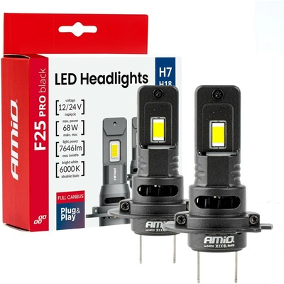 LED žárovky hlavního svícení Série F25 PRO BLACK FULL CANBUS H7 68W 12V 24V AMIO-04720 – Hledejceny.cz