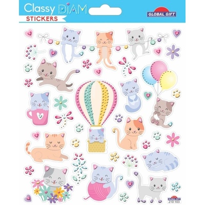 Global Gift samolepky 210103 cats and flowers 526632