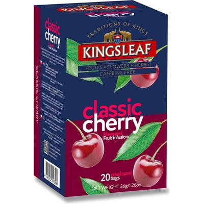 Basilur KINGSLEAF ovocný čaj přebal Classic Cherry TŘEŠEŇ 20 x 1,8 g