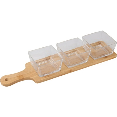 Pro-Tech shop Sklenené misky na doske 3ks 81388