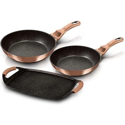 Berlingerhaus Sada panvíc s mramorovým povrchom 3 ks Rosegold Metallic Line
