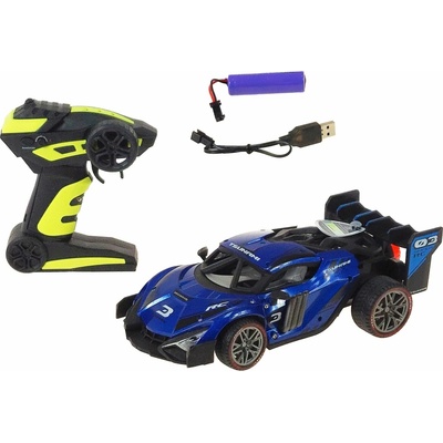 Závodní auto na dálkové ovládání 24,5x12,5x7,5 cm, USB, funkce blikání a páry z výfuku