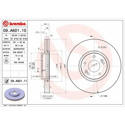 BREMBO brzdový kotúč 09.A601.11, sada 2 ks