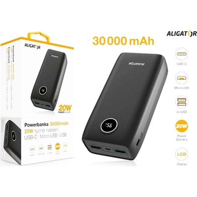 Aligator 30000 mAh černá