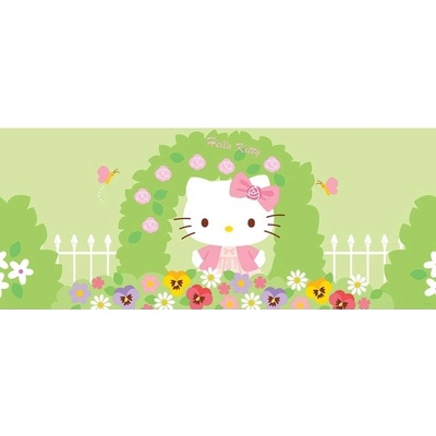 Preinterier FT2188 Fototapeta na stenu Hello Kitty kvetový záhon vlies 250cm x 104cm