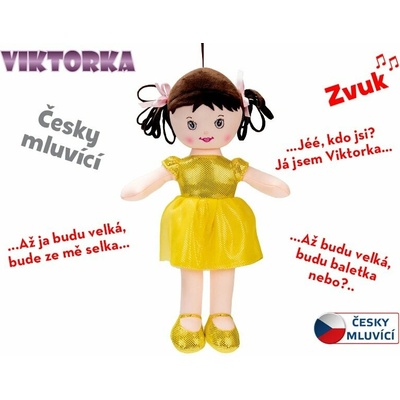 Mikro trading Viktorka hadrová 32 cm česky mluvící žlutá