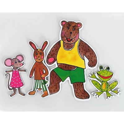 Marionetino Myška, Žabka, Zajíček, Medvěd loutky pro děti 4 ks