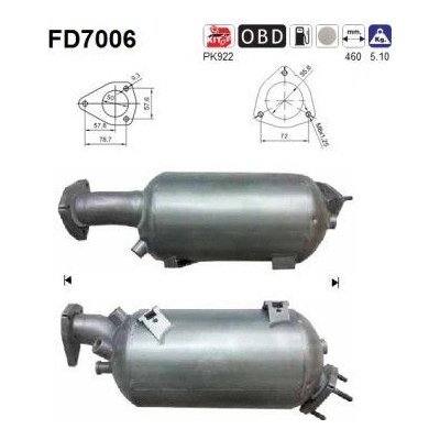 Filter sadzí pevných častíc výfukového systému AS FD7006