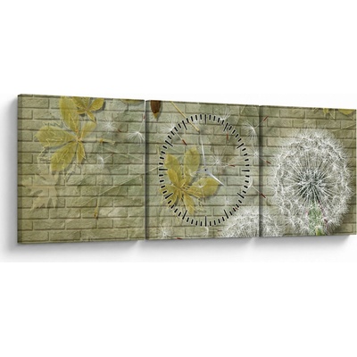 Obraz - Púpavy unášané vetrom (s hodinami), trojdielne 90x30 cm s hodinami