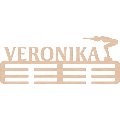 ČistéDrevo Drevený vešiak na medaily plávanie Žena
