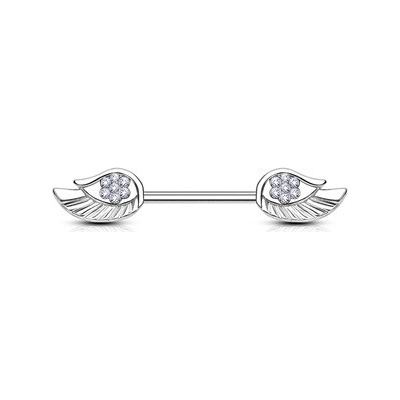 Šperky4U Ozdobný piercing do bradavky andělská křídla BR01027