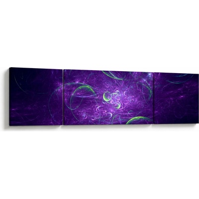 Obraz - fialová abstrakce, třídílný 170x50 cm