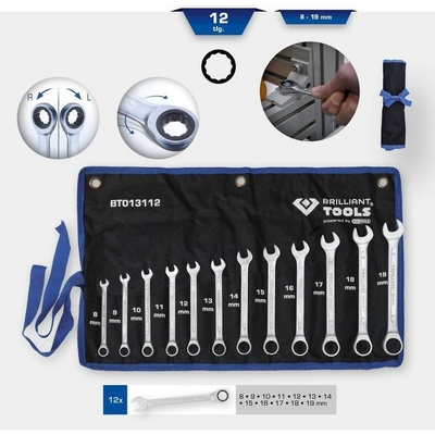 KS Tools Sada račňových očkových kľúčov BT013112