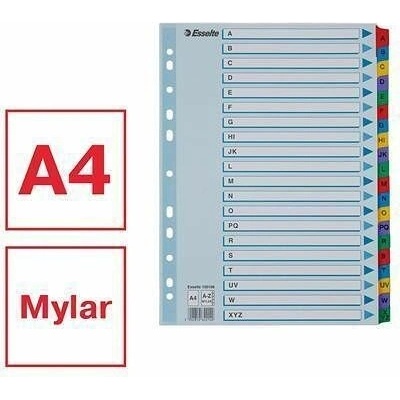 Zesílené rejstříky "Mylar", mix barev, karton, A4, A-Z, ESSELTE