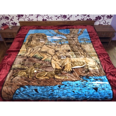 Ekvádor deka španělská LVÍ RODINKA 2307 vínová 200x240