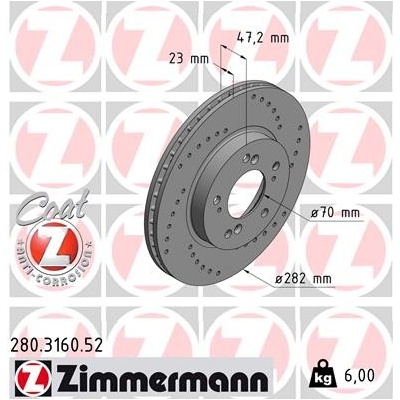 ZIMMERMANN Brzdový kotúč 280316052