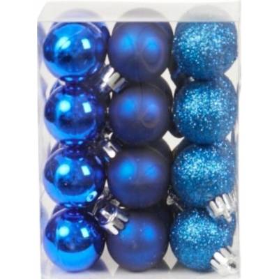 Akces [67xv0204] Nerozbitné Vianočné Ozdoby mix odtieňov 3cm 24ks tmavomodré
