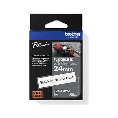Brother originál páska do tlačiarne štítkov Brother TZE-FX251 černý tlač/biely podklad laminovaná 8 m 24 mm flexibilná