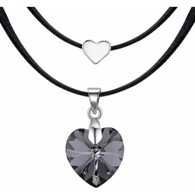 Glory Chocker krištáľové srdiečko Swarovski elements silver night 196