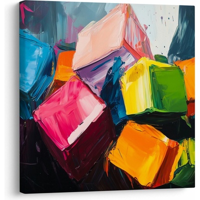 Obraz - Barevné krychle, jednodílný 70x70 cm