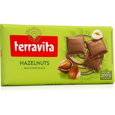 Terravita Mléčná čokoláda s lískovými oříšky 100 g