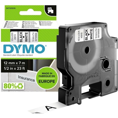 Dymo 45013 černý tisk/bílý podklad, 7m, 12mm