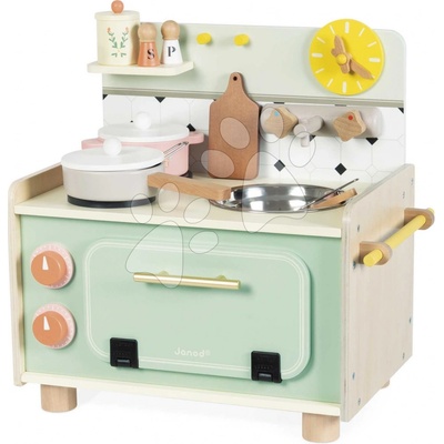 Janod Dřevěná kuchyňka Kitchenette Shiny Grandma 9 doplňků J06640
