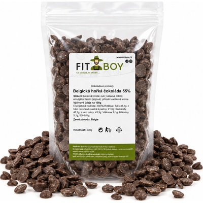 FITBOY Belgická hořká čokoláda 55% 500 g