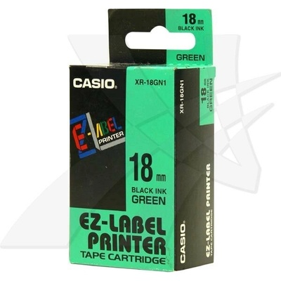 Casio, XR-18GN1 čierna tlač/zelený podklad nelaminovaná 8 m 18 mm