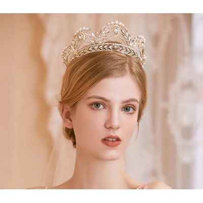Naishide Jewelry svatební Tiara korunka Gold Crystal – Hledejceny.cz