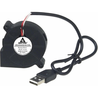 GDSTIME Dúchadlový ventilátor 50x50x15mm, 5V DC s USB konektorom