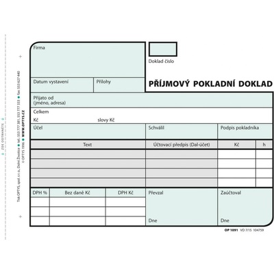 Optys 1091 Příjmový pokladní doklad A6 samopropisovací 2x50 listů – Hledejceny.cz