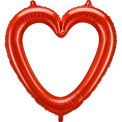 PartyDeco Fóliový balón Červené srdce 86 x 83,5 cm