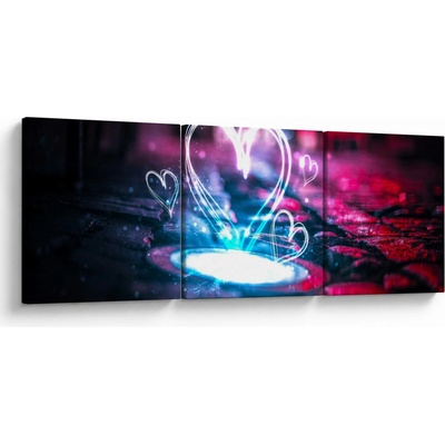 Obraz světelného srdce, třídílný 90x30 cm