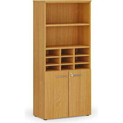 B2B Partner Třídicí regál s dveřmi PRIMO WOOD, 800 x 420 x 1781 mm 9 přihrádek buk