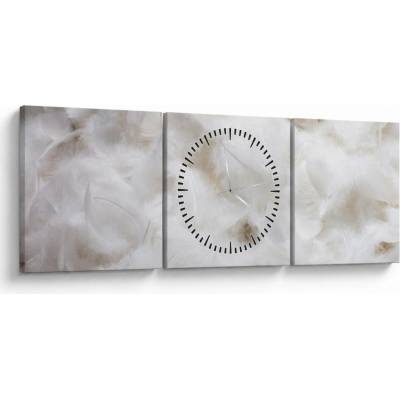 Obraz - Biele perie (s hodinami), trojdielne 90x30 cm s hodinami