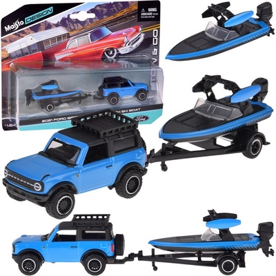 Licencované kovové autíčko Ford Bronco 2021 + loď Maisto 1:64