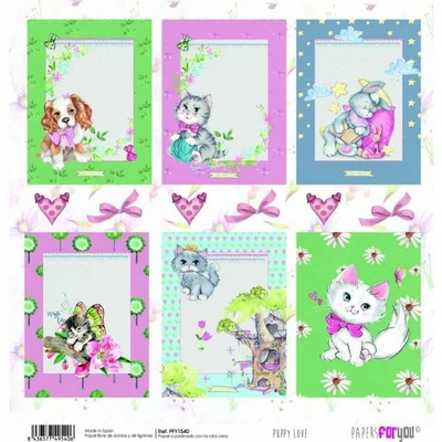 Scrapbookový papír ŠTĚNĚCÍ LÁSKA - Scrap paper PUPPY LOVE