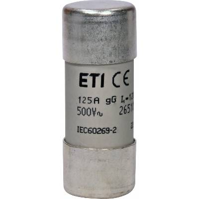 ETI Elektroelement, D.O.O. ETI CH22 gG 125A/500V Válcová pojistková vložka, velikost CH22, charakteristika gG, In = 125A, Icn = 120kA, Un = 500V AC, Pd=11,3W – Hledejceny.cz