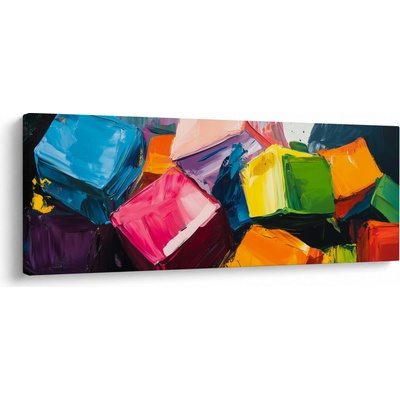 Obraz - Barevné krychle, jednodílný 145x58 cm