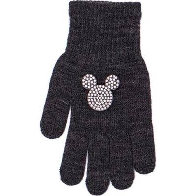 BE SNAZZY Zimné pletené rukavice prstové rukavice Mickey Tmavosivá