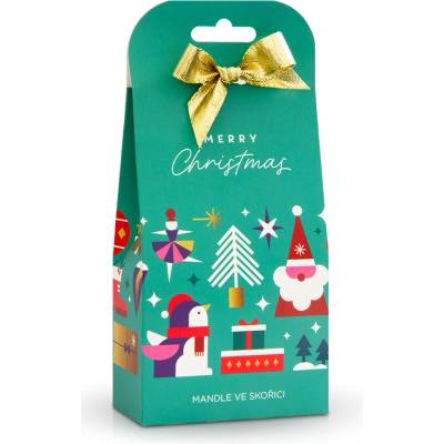 Selllot Merry CHristmas geometrie modrá s mašličkou v mléčné čokoládě se skořicí 150 g