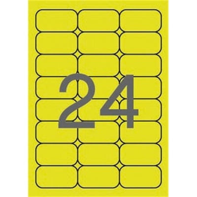 Štítek, 64 × 33,9 mm, farebný, so zaoblenými rohmi, APLI, neónovo žltý, 480 štítkov/balenie 02870