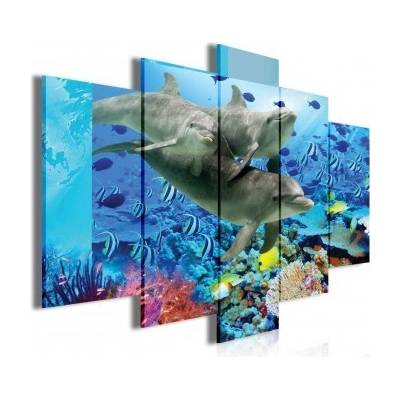 Obraz na plátne viacdielny - OB3415 - Delfíny 100cm x 60cm - S17