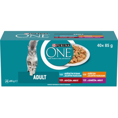 Purina One Adult minifilet jehně mořské ryby kuře hovězí ve šťávě 40 x 85 g – Hledejceny.cz